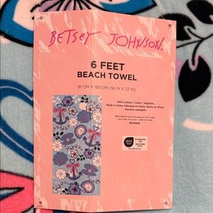 Betsey Johnson Blue and Pink Beach Towel